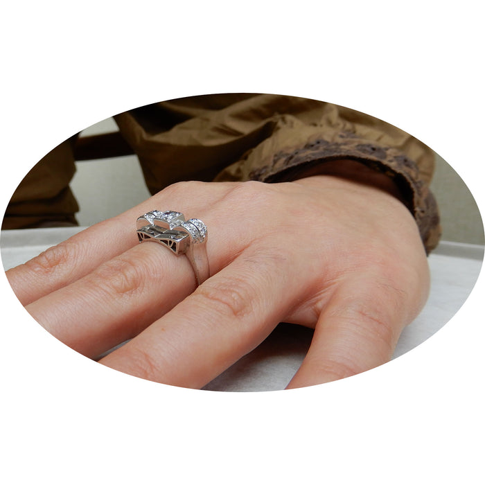 Ring, Diamant, 14K Witgoud, Retro
