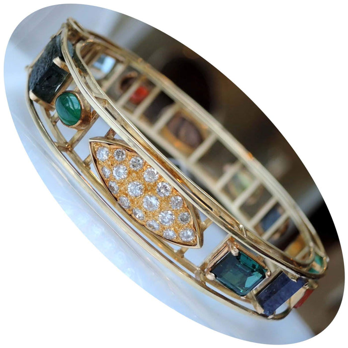 Armband, Multicolor Edelstenen Diamant, 14K