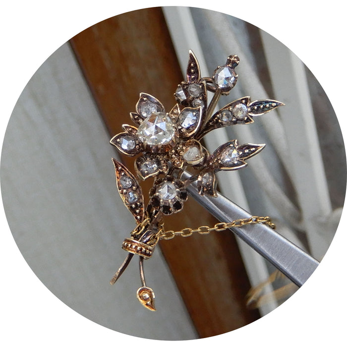 Broche, Diamant, Tak, Vintage