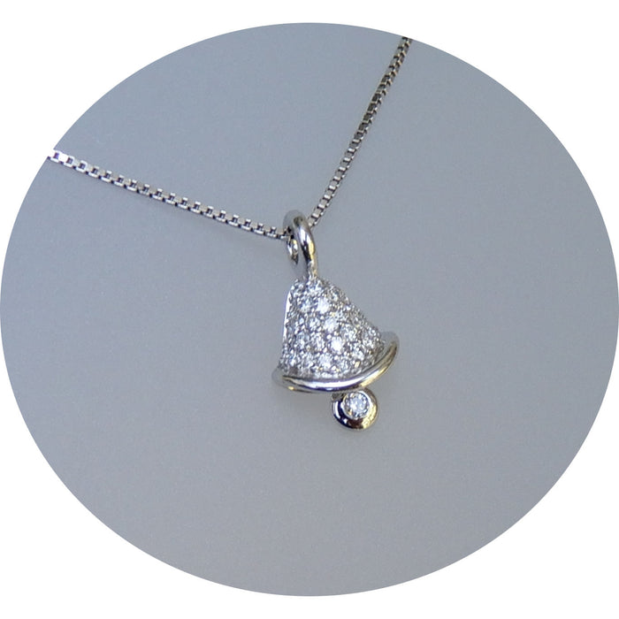 Hanger, Bel, Diamant Pave, 18K Witgoud