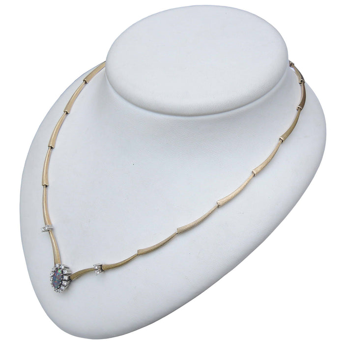 Collier, Opaal Doublet, Diamant, 14K