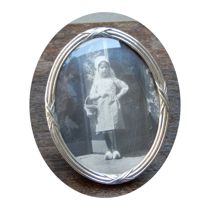 Zilveren Fotolijst, Ovaal, Gekruiste linten, Vintage