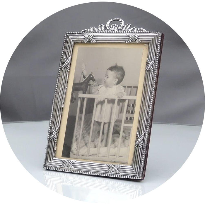 Zilveren Fotolijst Rechthoek, Kruisband 10 x 14 cm, Vintage