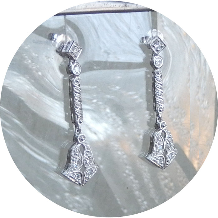 Oorhangers, Diamant, 14K Witgoud