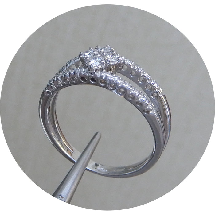 Ring, Diamant, Dubbele Rij, 18K Witgoud