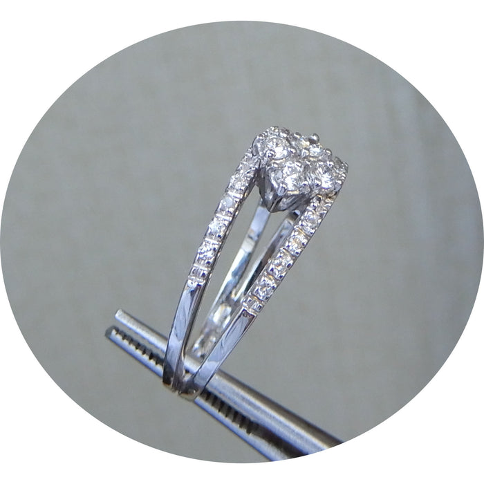 Ring, Diamant, Dubbele Rij, 18K Witgoud