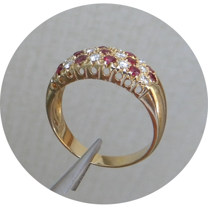 Ring, Robijn, Diamant, 18K Goud