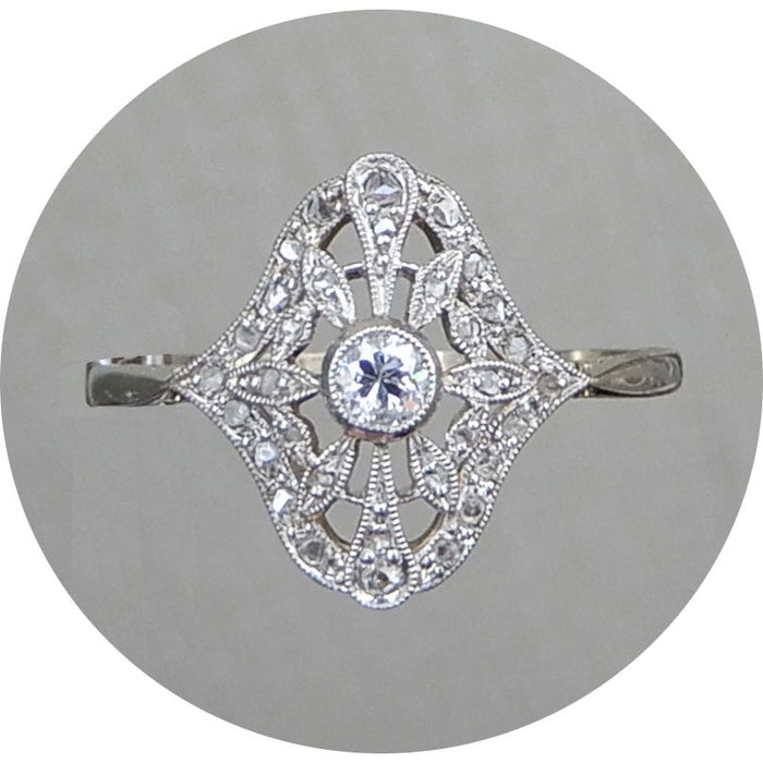 Ring, Diamant, 18K/Platina, Vintage