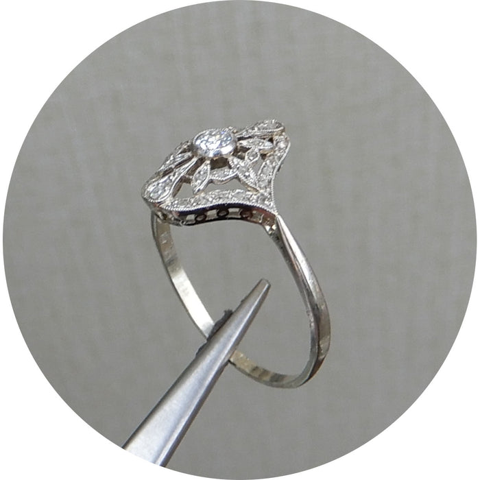 Ring, Diamant, 18K/Platina, Vintage