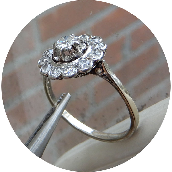 Ring, Rozet, Diamant, 18K Vintage