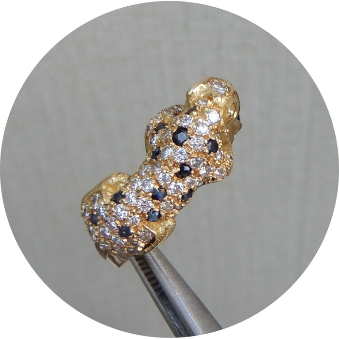 Ring, Panter, Saffier, Diamant, 18K