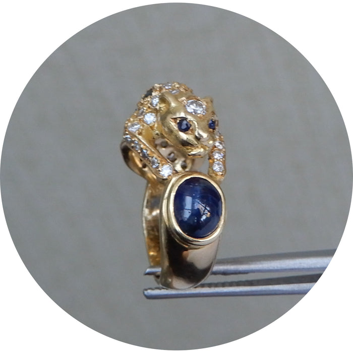 Ring, Panter, Saffier, Diamant, 18K