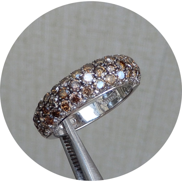 Ring, Diamant, Cognac, 18K Witgoud