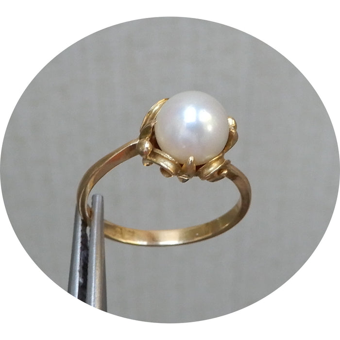 Ring, Parel, 18K Goud, Vintage