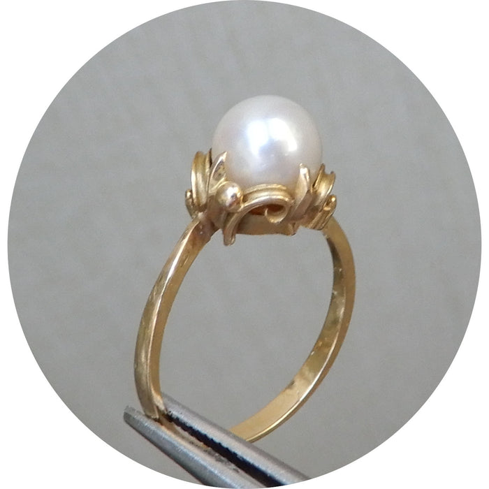 Ring, Parel, 18K Goud, Vintage