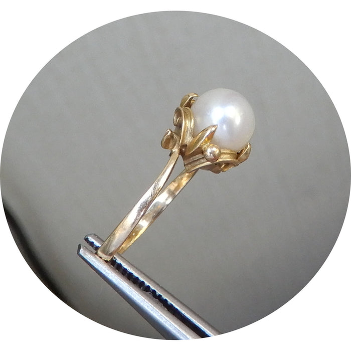 Ring, Parel, 18K Goud, Vintage