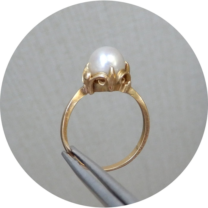 Ring, Parel, 18K Goud, Vintage