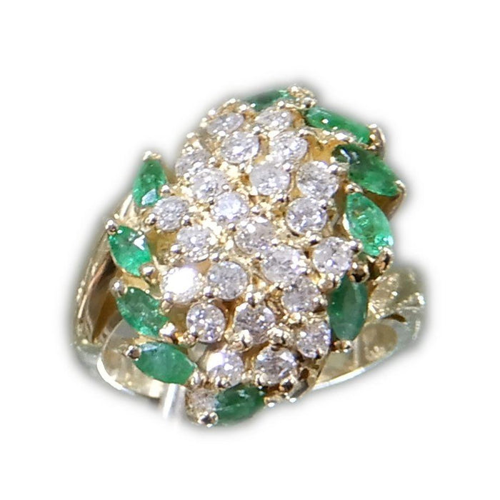 Ring, Smaragd, Diamant Pave, 14K