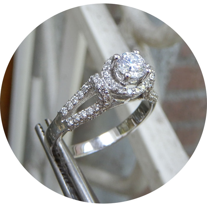 Ring, Diamant, Entourage, 14K Witgoud