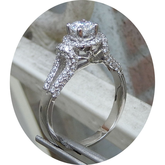 Ring, Diamant, Entourage, 14K Witgoud