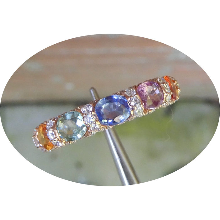 Alliance Ring, Saffier, Rainbow, Diamant, 18K