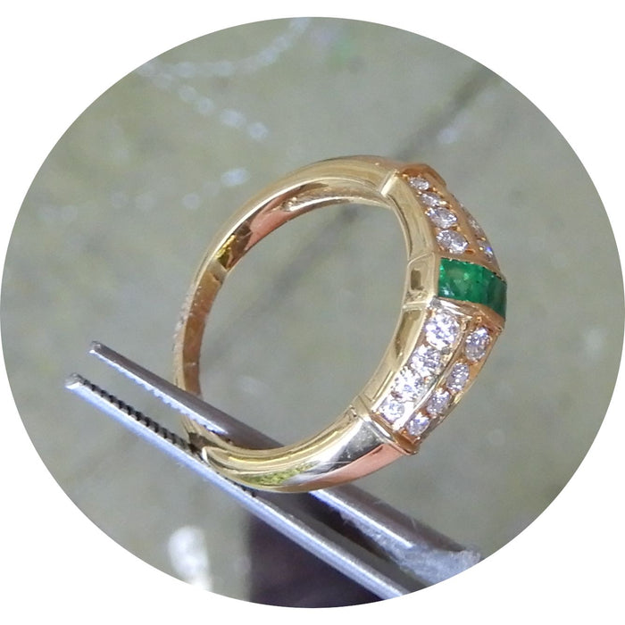 Bandring, Smaragd, Diamant, 18K Goud