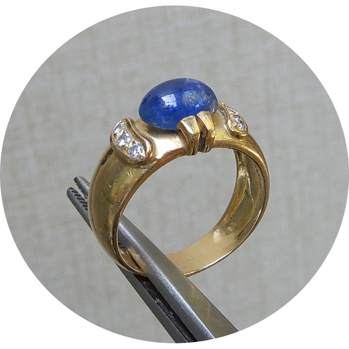 Bandring, Saffier, Diamant, 18K Goud