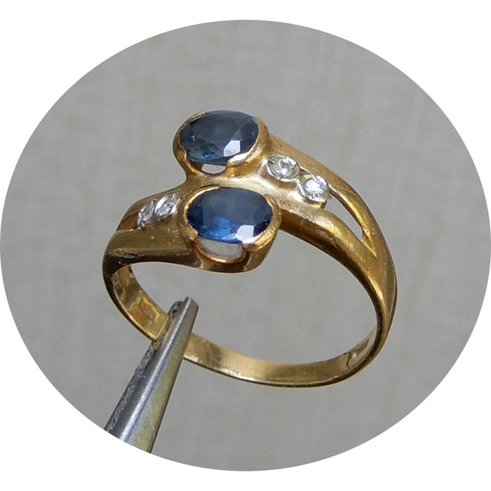 Slagring, Saffier, Diamant, 18K Goud