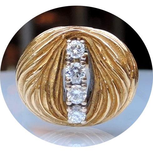 Ring, Diamant, Geciseleerd, 18K Goud