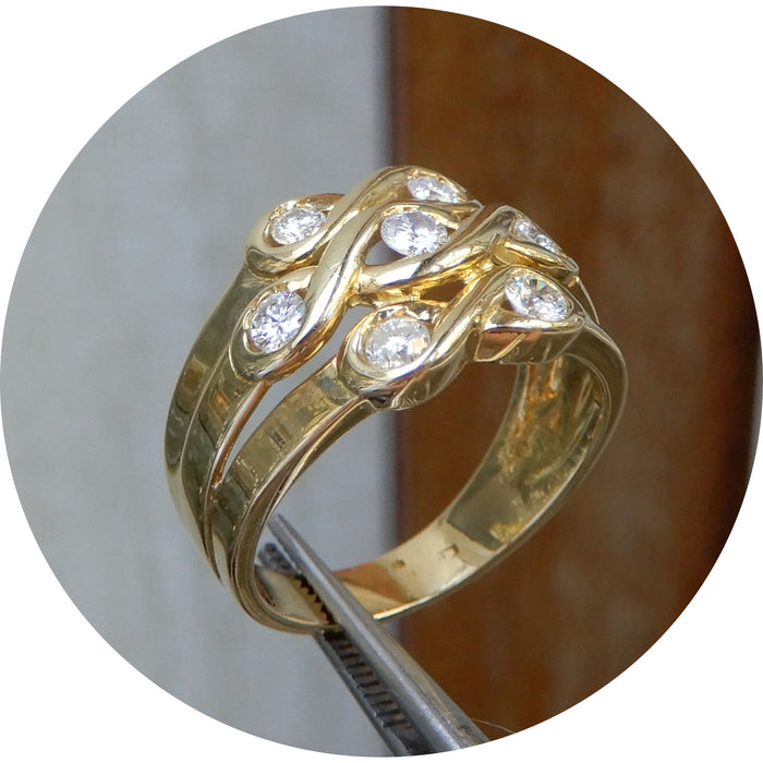 Ring, Diamant, Gevlochten 18K