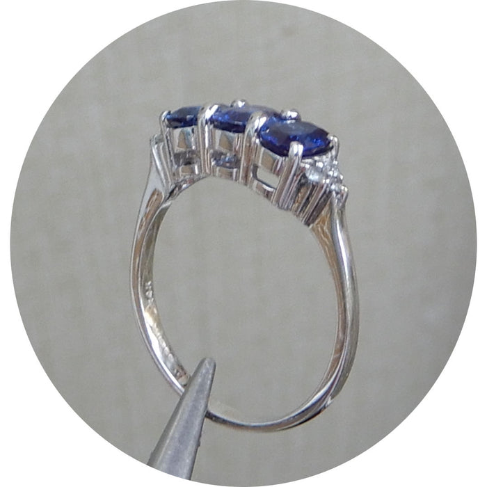 Rijring, Saffier, Diamant, 14K