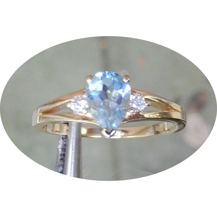 Ring, Topaas, Pendeloque, Diamant, 18K