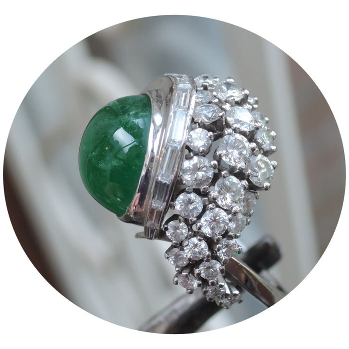 Ring, Smaragd, Diamant, Design, 14K