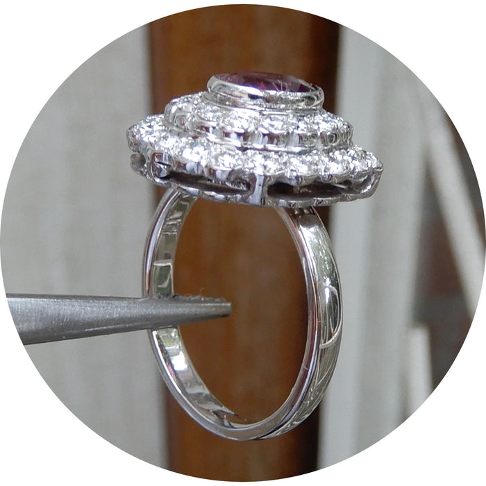 Ring, Siam Robijn, Diamant, 18K