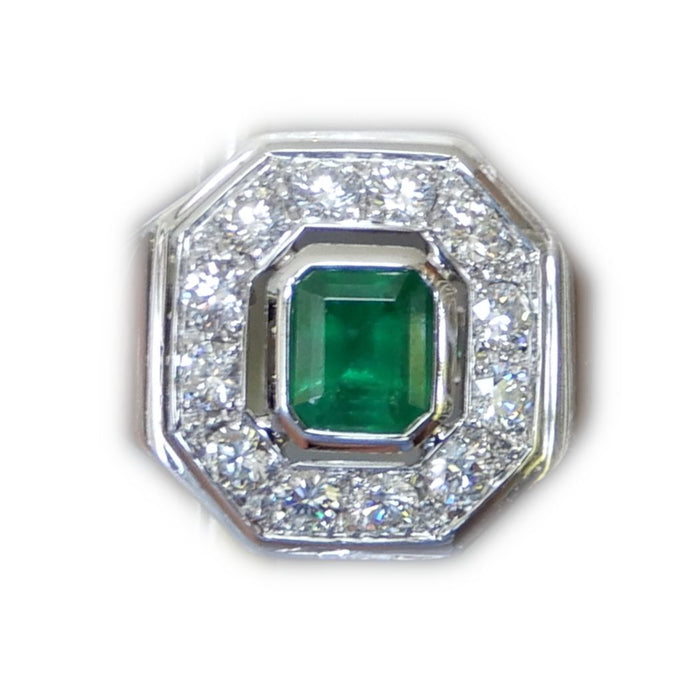 Ring, Smaragd, Diamant, Octagon, 18K