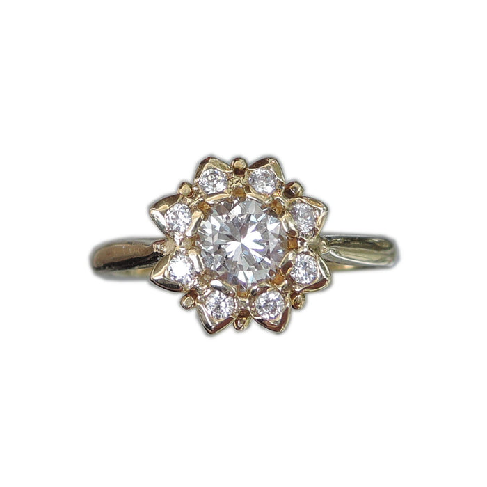 Ring, Rozet, Diamant, 14K, Vintage