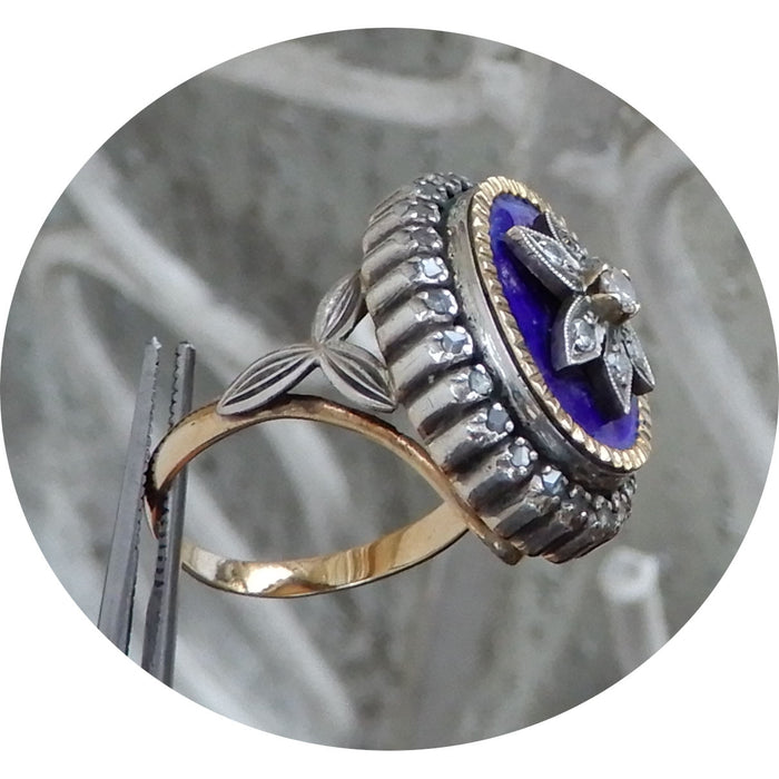 Ring, Email, Diamant, 18K, Zilver