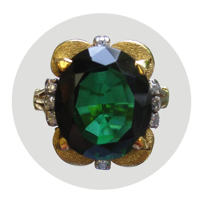 Ring, Groene Toermalijn, Diamant, 18K