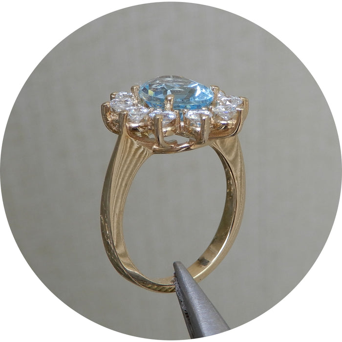 Ring, Topaas, Swiss Blue, Diamant, 14K