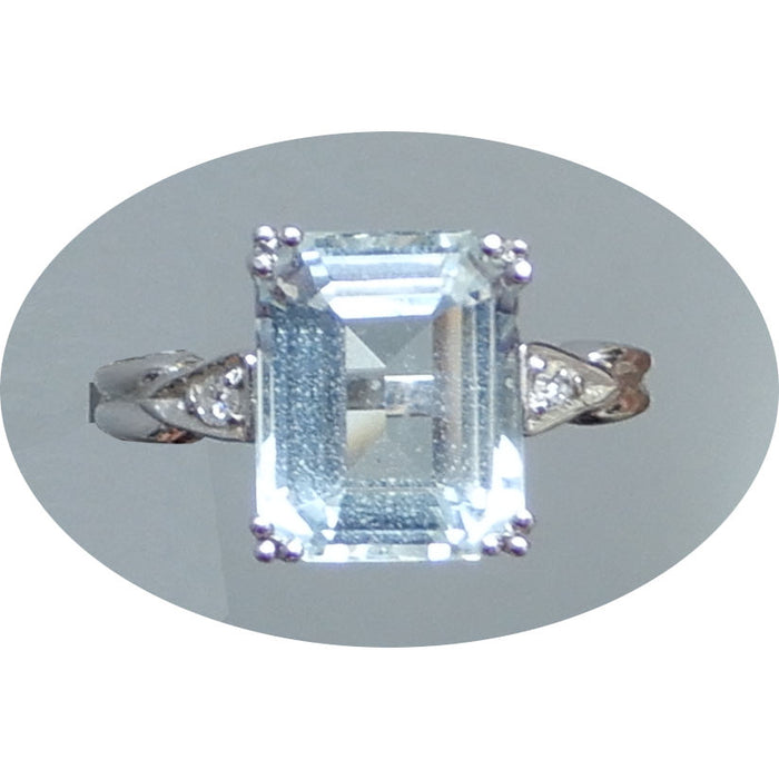 Ring, Aquamarijn, Diamant, 14K witgoud
