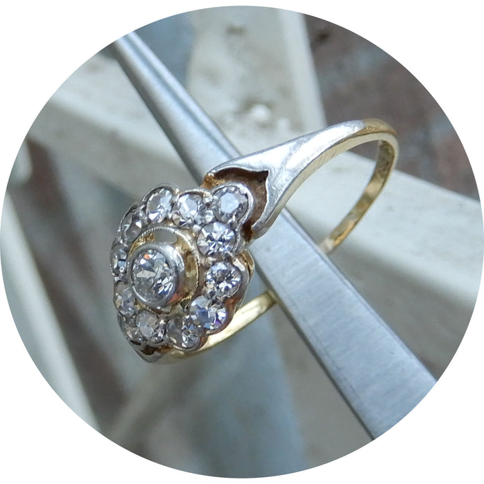 Ring, Diamant, Rozet, 18K