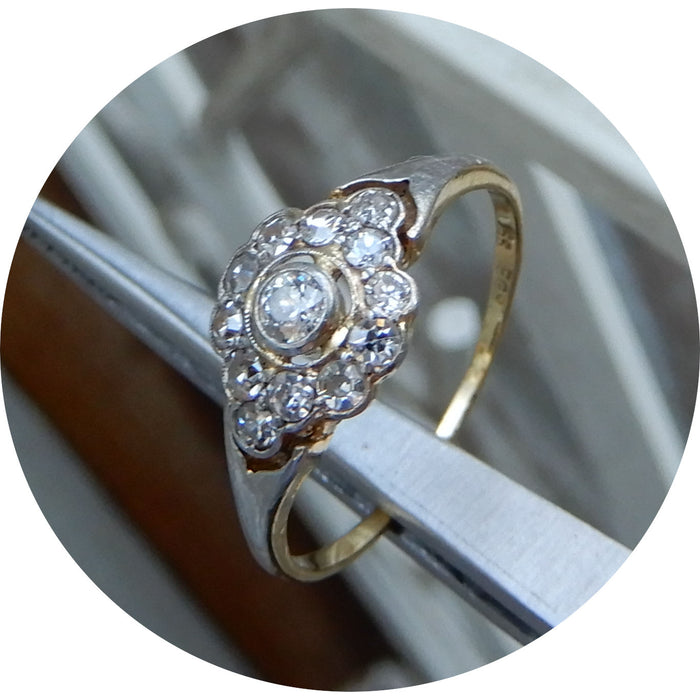 Ring, Diamant, Rozet, 18K