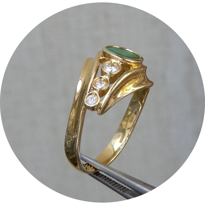 Ring, Chevron, Smaragd, Diamant, 18K