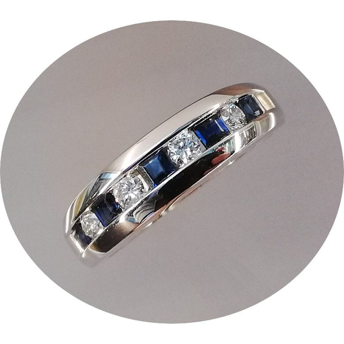18 Karaat witgouden ring saffier diamant 0,06ct - Lucardi.be