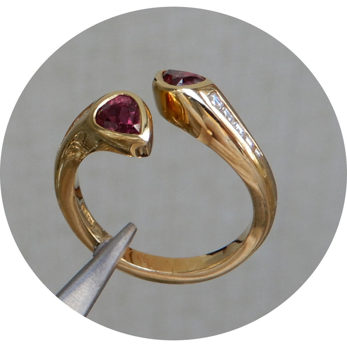 Slagring, Robijn, Diamant Carré, 18K
