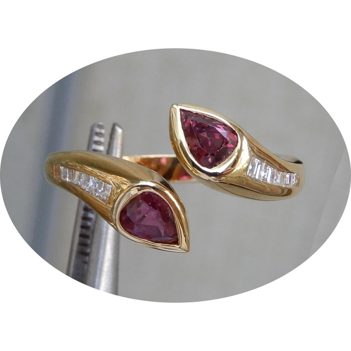 Slagring, Robijn, Diamant Carré, 18K