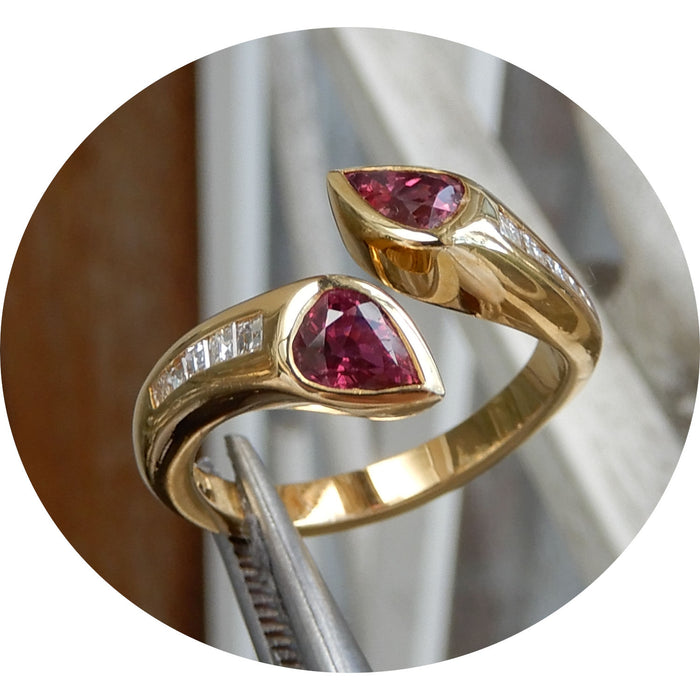 Slagring, Robijn, Diamant Carré, 18K