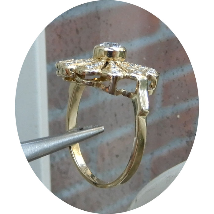 Ring, Rozet, Diamant, Vintage, 14K