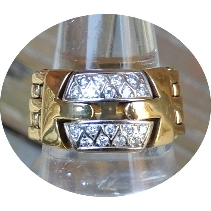 Ring, Schakels, Diamant, 18K Bicolor