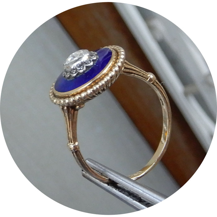 Ring, Email, Diamant, 14K Goud